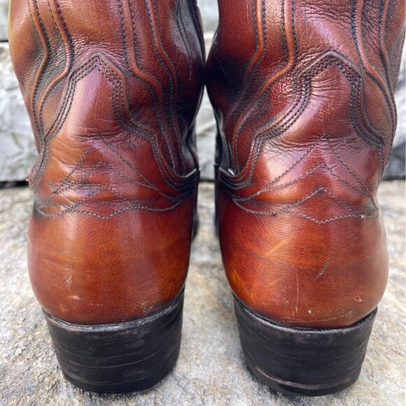 Vtg Y2K RJ Foley Men Cowboy Boots Size 10D Brown Leather Western Rodeo Farmcore - Picture 5 of 14